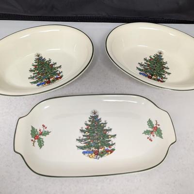 Happy Holiday Nikko & Cuthbertson Original Christmas Tree Serving Dishes #87 (HW)