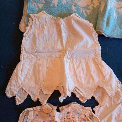 ANTIQUE AND VINTAGE BABY SHOES, BLANKETS AND OUTFITS