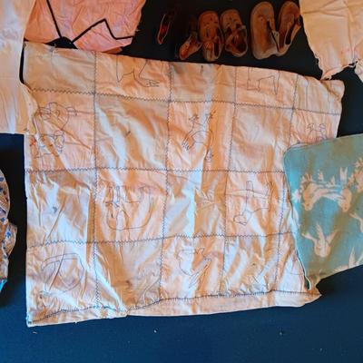 ANTIQUE AND VINTAGE BABY SHOES, BLANKETS AND OUTFITS