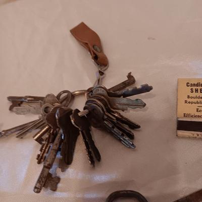 SKELETON, CLOCK AND OTHER KEYS, MATCH BOOK FOR BOULDER SHERIFF CANIDATE