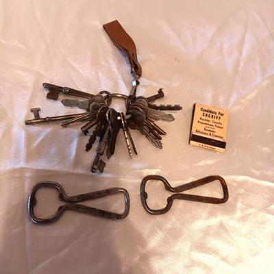 SKELETON, CLOCK AND OTHER KEYS, MATCH BOOK FOR BOULDER SHERIFF CANIDATE