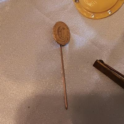 CELLULOID VANITY CONTAINER, BROOCH AND PENDANT PLUS SOME VINTAGE JEWELRY