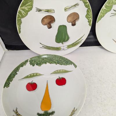 6 - Collectible Vegetable Face Salad Plates Franci Villa Vanilia 7 1/5" (HW)