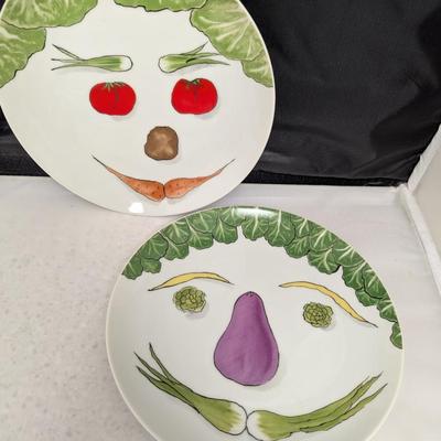 6 - Collectible Vegetable Face Salad Plates Franci Villa Vanilia 7 1/5" (HW)