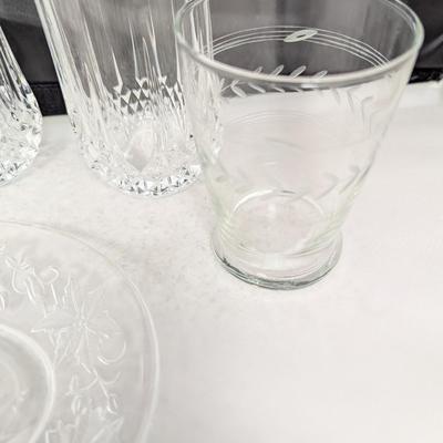 Vintage Glass/Crystal Pitchers Glasses & Serving Plate (HW)