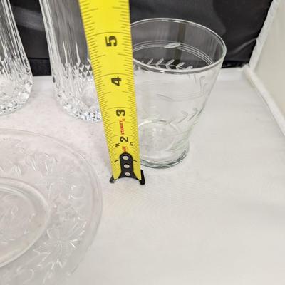 Vintage Glass/Crystal Pitchers Glasses & Serving Plate (HW)