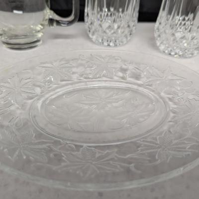Vintage Glass/Crystal Pitchers Glasses & Serving Plate (HW)