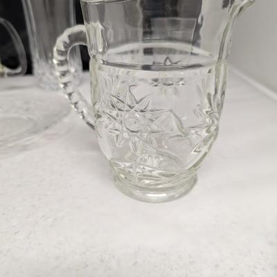 Vintage Glass/Crystal Pitchers Glasses & Serving Plate (HW)