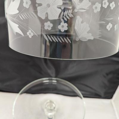 Etched Flower Dome Pedestal Cake Stand #97 (HW)