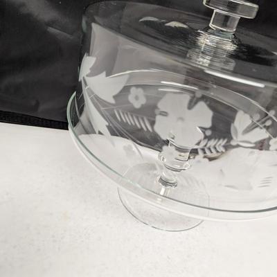Etched Flower Dome Pedestal Cake Stand #97 (HW)