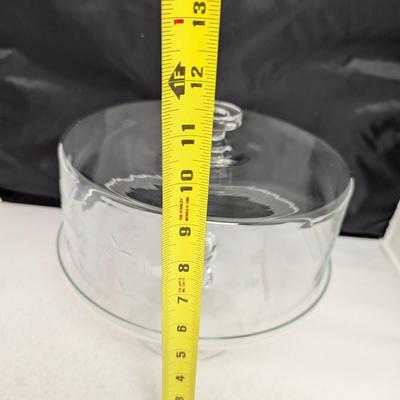 Etched Flower Dome Pedestal Cake Stand #97 (HW)