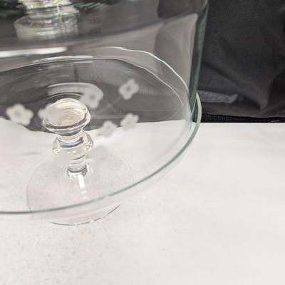 Etched Flower Dome Pedestal Cake Stand #97 (HW)