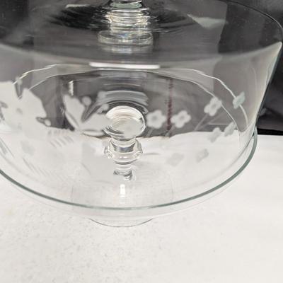 Etched Flower Dome Pedestal Cake Stand #97 (HW)