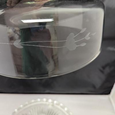 Etched Flower Dome Cake Stand #89 (HW)