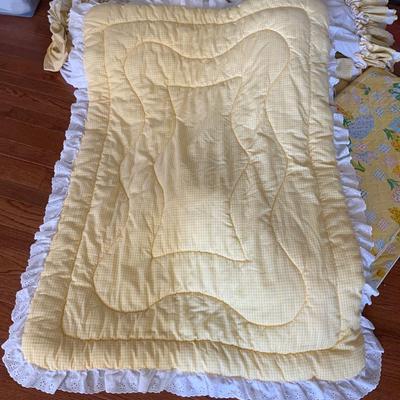Lot of toddler bedding, including curtains
