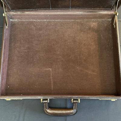Vintage Top Grain Saddle Leather Briefcase and Timex Travel Alarmclock
