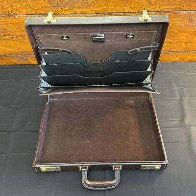 Vintage Top Grain Saddle Leather Briefcase and Timex Travel Alarmclock