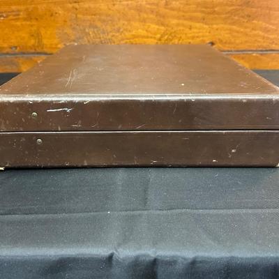 Vintage Top Grain Saddle Leather Briefcase and Timex Travel Alarmclock