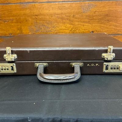 Vintage Top Grain Saddle Leather Briefcase and Timex Travel Alarmclock