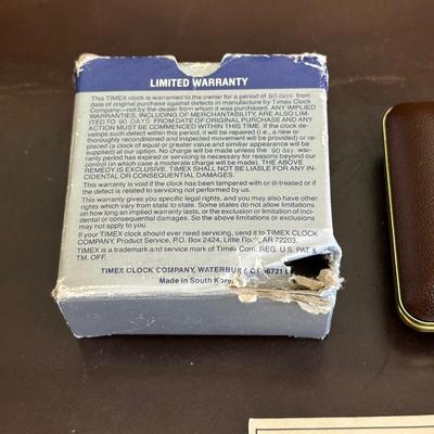 Vintage Top Grain Saddle Leather Briefcase and Timex Travel Alarmclock