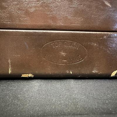 Vintage Top Grain Saddle Leather Briefcase and Timex Travel Alarmclock