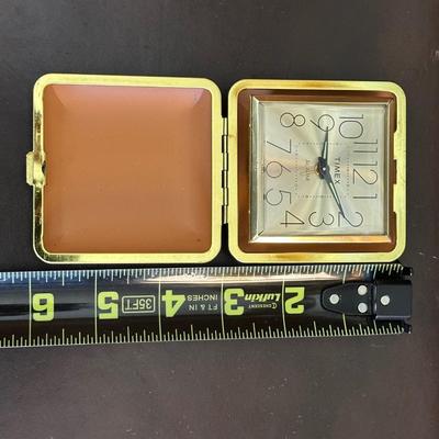 Vintage Top Grain Saddle Leather Briefcase and Timex Travel Alarmclock