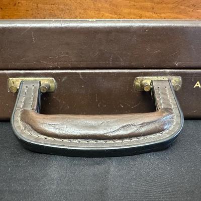 Vintage Top Grain Saddle Leather Briefcase and Timex Travel Alarmclock