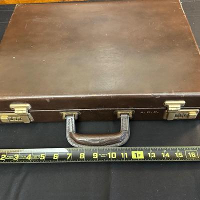 Vintage Top Grain Saddle Leather Briefcase and Timex Travel Alarmclock