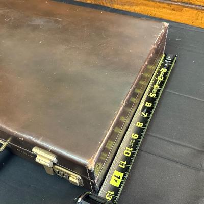 Vintage Top Grain Saddle Leather Briefcase and Timex Travel Alarmclock