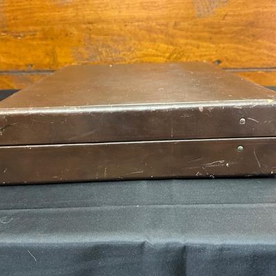 Vintage Top Grain Saddle Leather Briefcase and Timex Travel Alarmclock