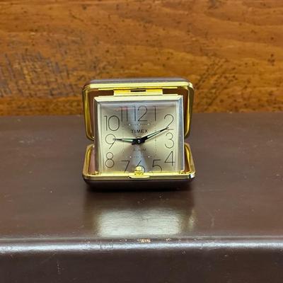 Vintage Top Grain Saddle Leather Briefcase and Timex Travel Alarmclock