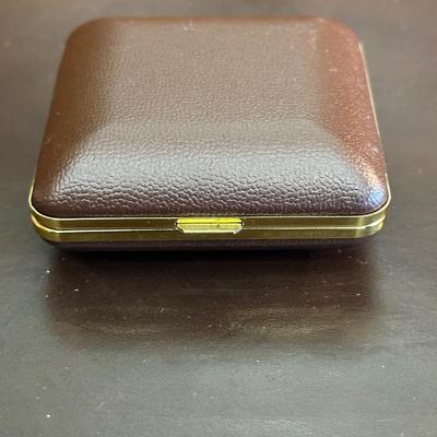 Vintage Top Grain Saddle Leather Briefcase and Timex Travel Alarmclock