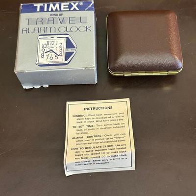 Vintage Top Grain Saddle Leather Briefcase and Timex Travel Alarmclock