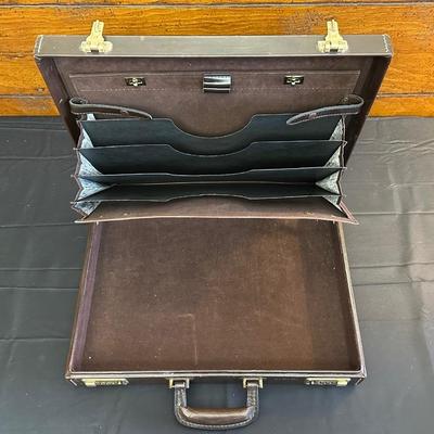 Vintage Top Grain Saddle Leather Briefcase and Timex Travel Alarmclock