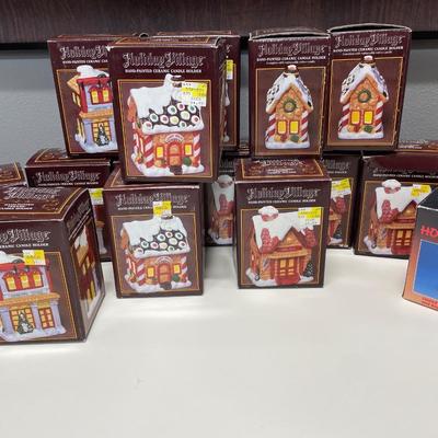 15 small Holiday Village houses candle holders