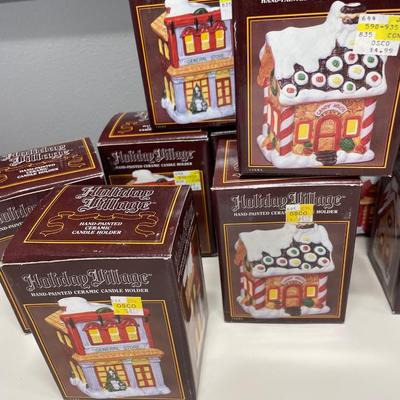 15 small Holiday Village houses candle holders