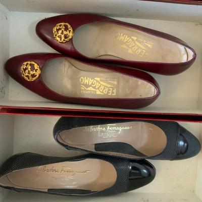 Lot of Ladies size 4 1/2 B Salvatore Ferragamo shoes including a Red pair