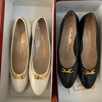 Lot of Ladies size 4 1/2 B Salvatore Ferragamo shoes including a Red pair