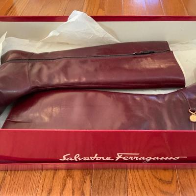 Ladies 4 1/2 B Vintage Salvatore Ferragamo Red Italian Tall Boot