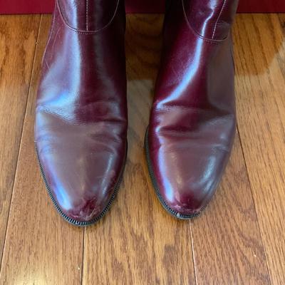 Ladies 4 1/2 B Vintage Salvatore Ferragamo Red Italian Tall Boot
