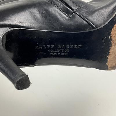 555 RALPH LAUREN Leather Knee High Heel Boots and Gloves