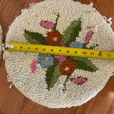 Lot of Vintage Handmade Hooked Chair Pads
