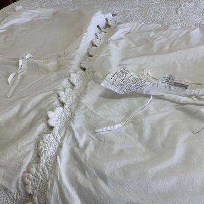 Lot of White King Size Quilt with matching Shams