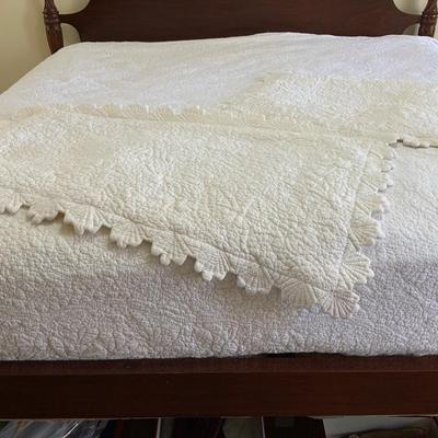 Lot of White King Size Quilt with matching Shams
