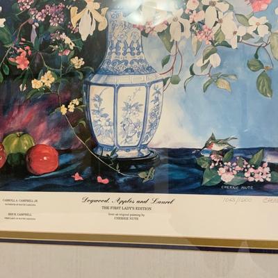 Lot of 2 Numbered Prints of Magnolia, Peaches and Cotton