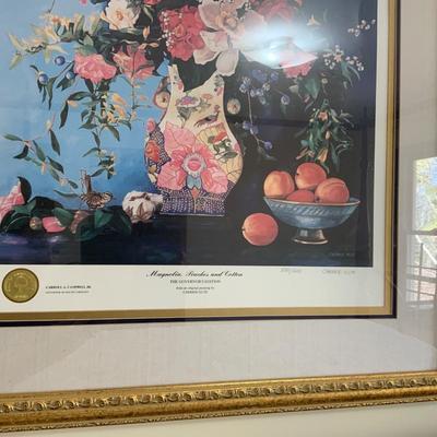 Lot of 2 Numbered Prints of Magnolia, Peaches and Cotton