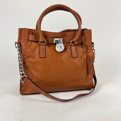 563 Like New MICHAEL KORS Hamilton Cognac Leather Tote Bag