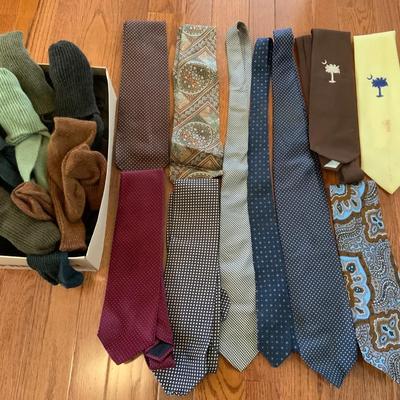 Lot of Vintage Men’s Ties and box of Socks