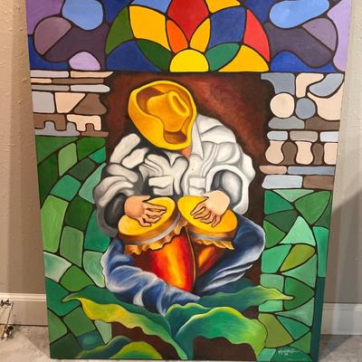 “Rumba, Guajiro Y Vitral” by Dixie Miguez on canvas