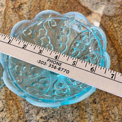 Lot 110 Fenton Lily of the Valley Blue Opalescent Candy